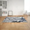 Alfombra Ottomano B734A grey, una lfombra moderna para el estudio en forma rectangular de 2.30 mts de largo por 1.60 mts de ancho, base en tono gris claro con diseño de neuronas gris oscuro, negro, azul y blanco. Alfombra importada de Turquía. Alfombras y tapetes en Bucaramanga